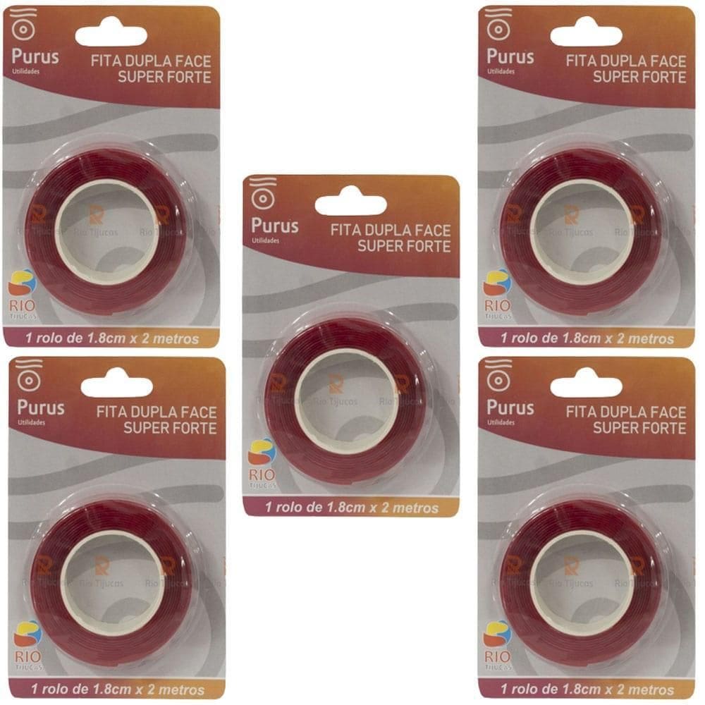 Kit Fita Dupla Face Super Forte 1,8 Cm X 2 Metros 5 Unidades