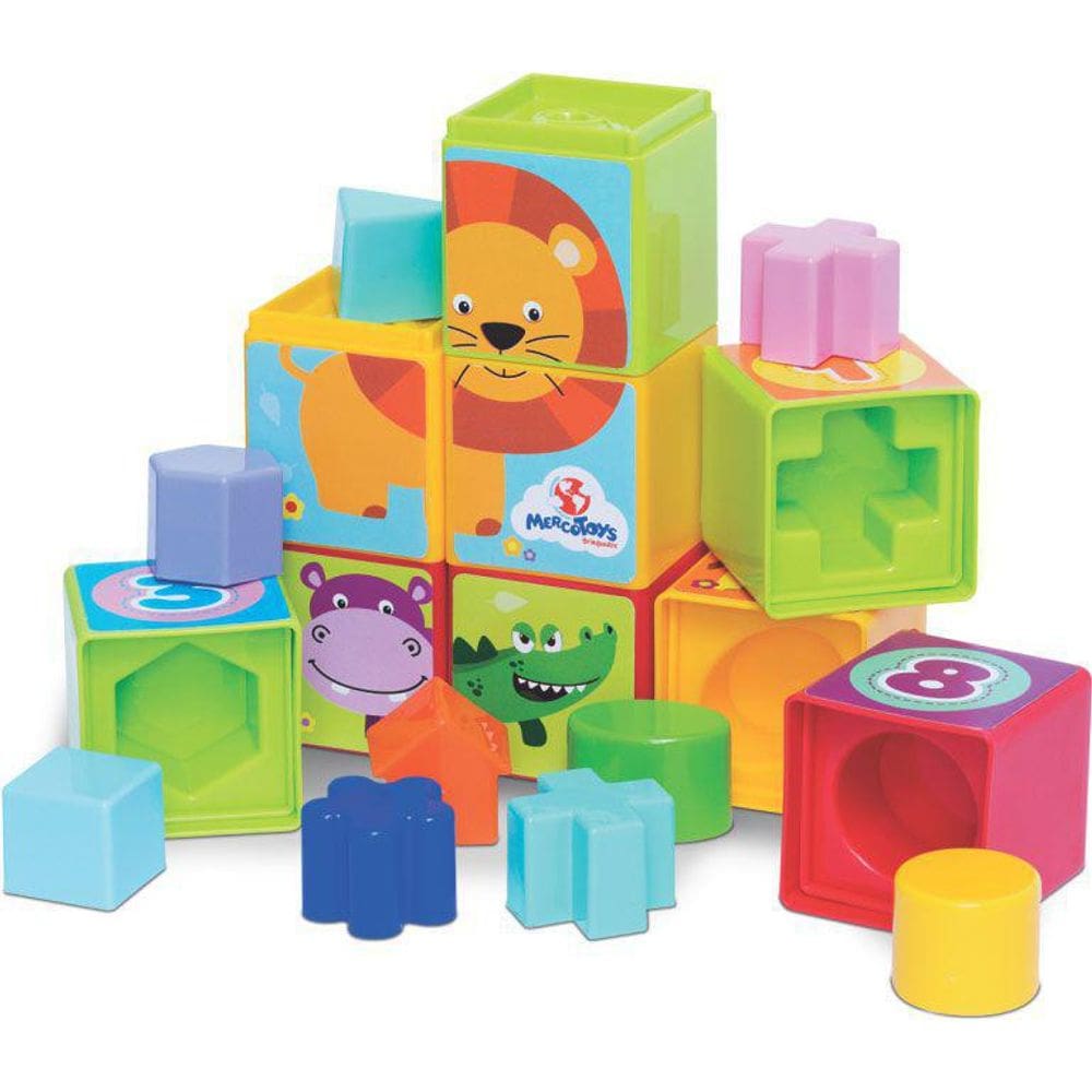 Kit de Brinquedos Cubinhos 5 em 1 + Empilha - Mercotoys