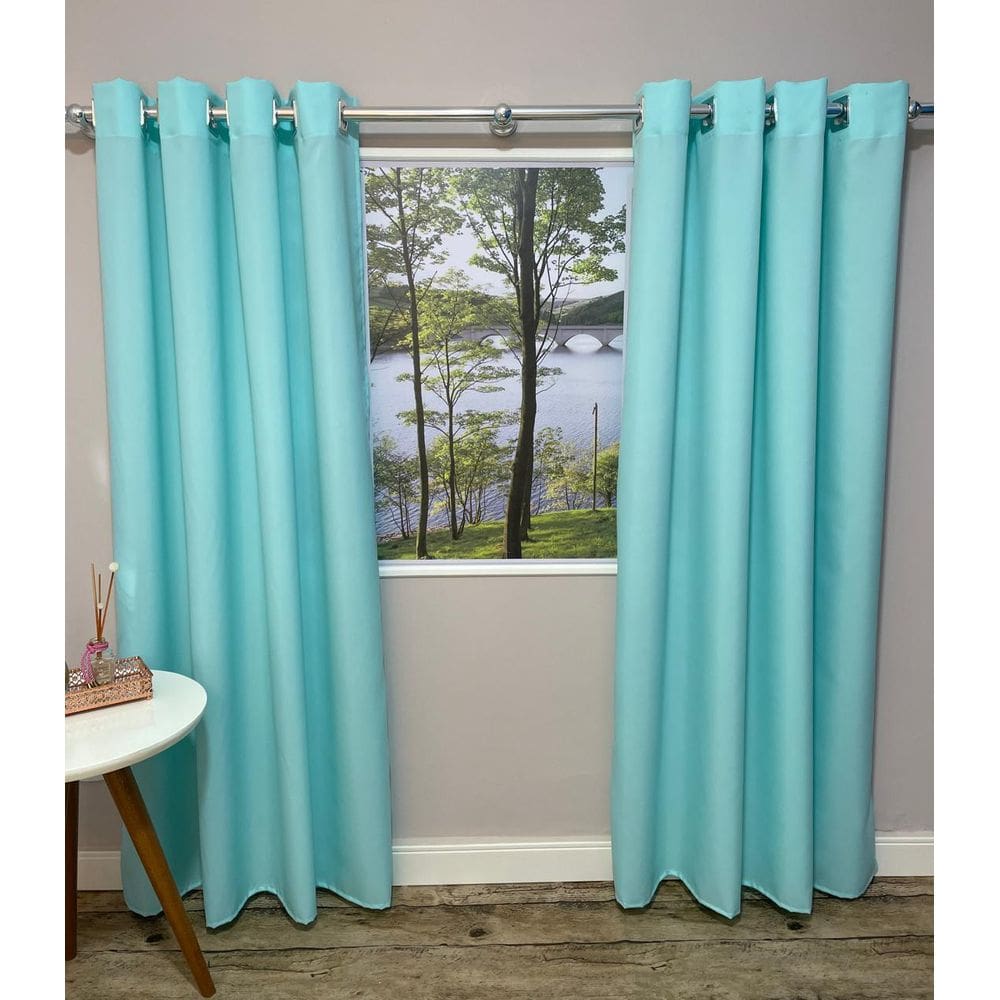 Cortina Lana Verde-Água Oxford 300X250 Para Sala/Quarto