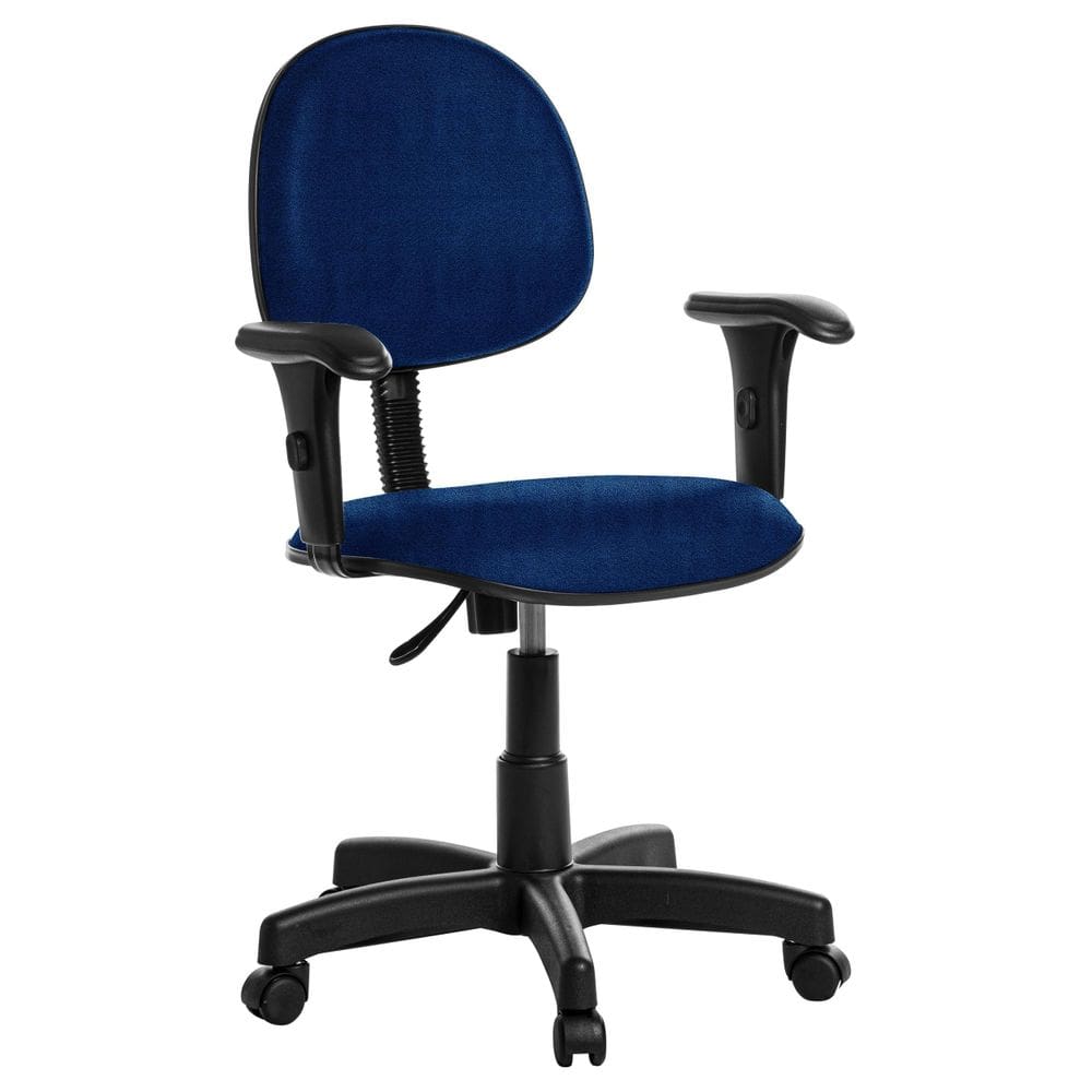 Cadeira Escritorio Executiva Com Braço Em Crepe Azul