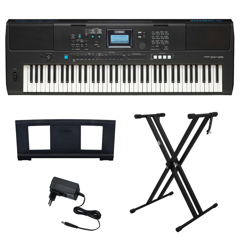 Kit Teclado Arranjador 76 Teclas PSR EW425 Yamaha com Suporte em X
