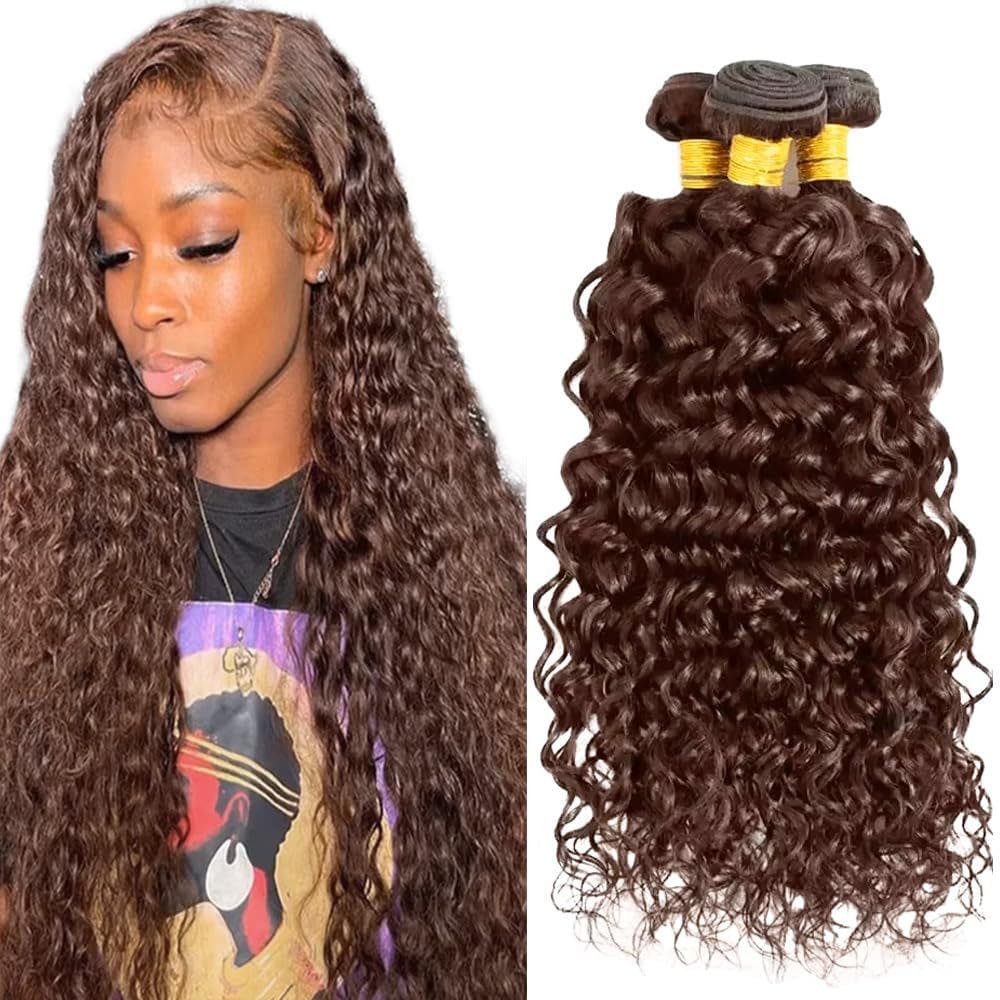 Pacotes de cabelo Dokksiiia #4 Chocolate Brown Water Wave 35-75cm