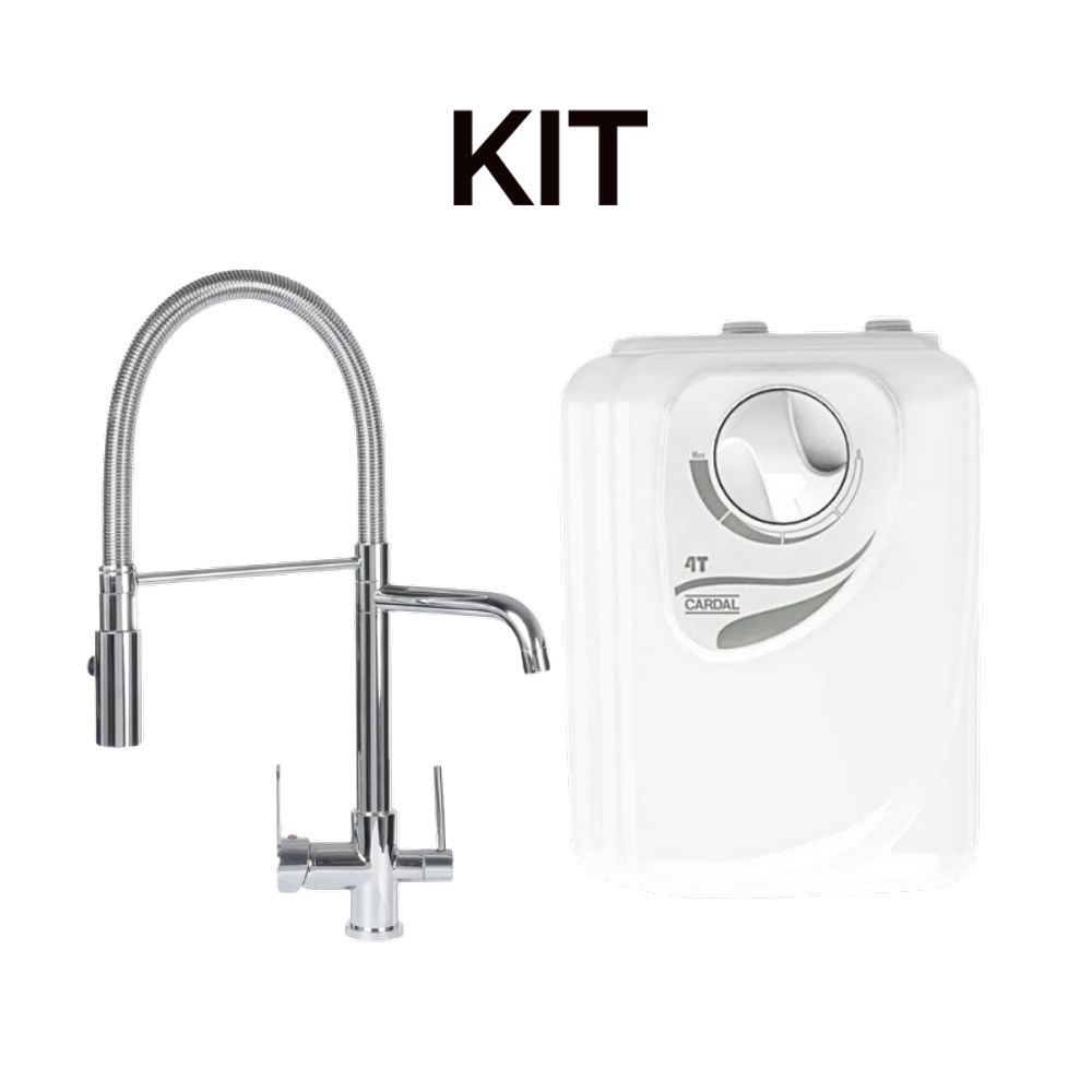 Kit Torneira Monocomando Entrada p/ Filtro Cromada Cozinha + Aquecedor Cardal 4T 6400W 220V