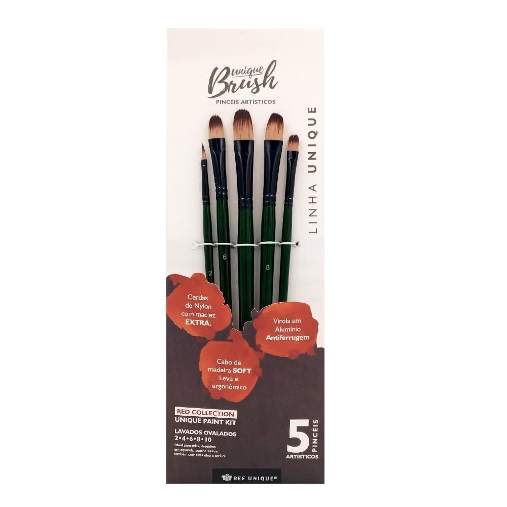 Kit De Pincéis Artísticos Bee Unique Brush 5 Peças Yj-190007