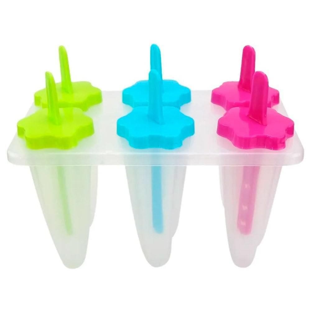 Forma Para Sorvete Picolé Cone 6 Cavidades E Palito Decorado