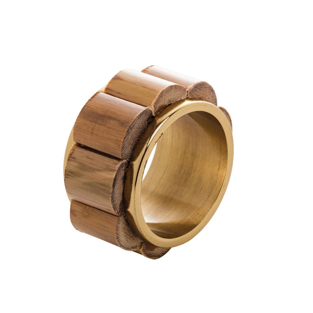 Kit 04 Anel De Guardanapo Royal Bambu Dourado