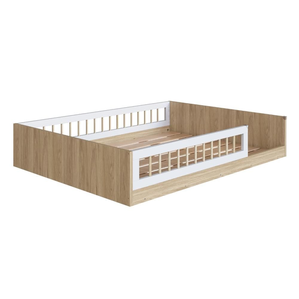 Cama Montessoriana Infantil Casal Affetto AFT016AVBC 188x138cm Aveiro Oak/Branco - Completa Móveis