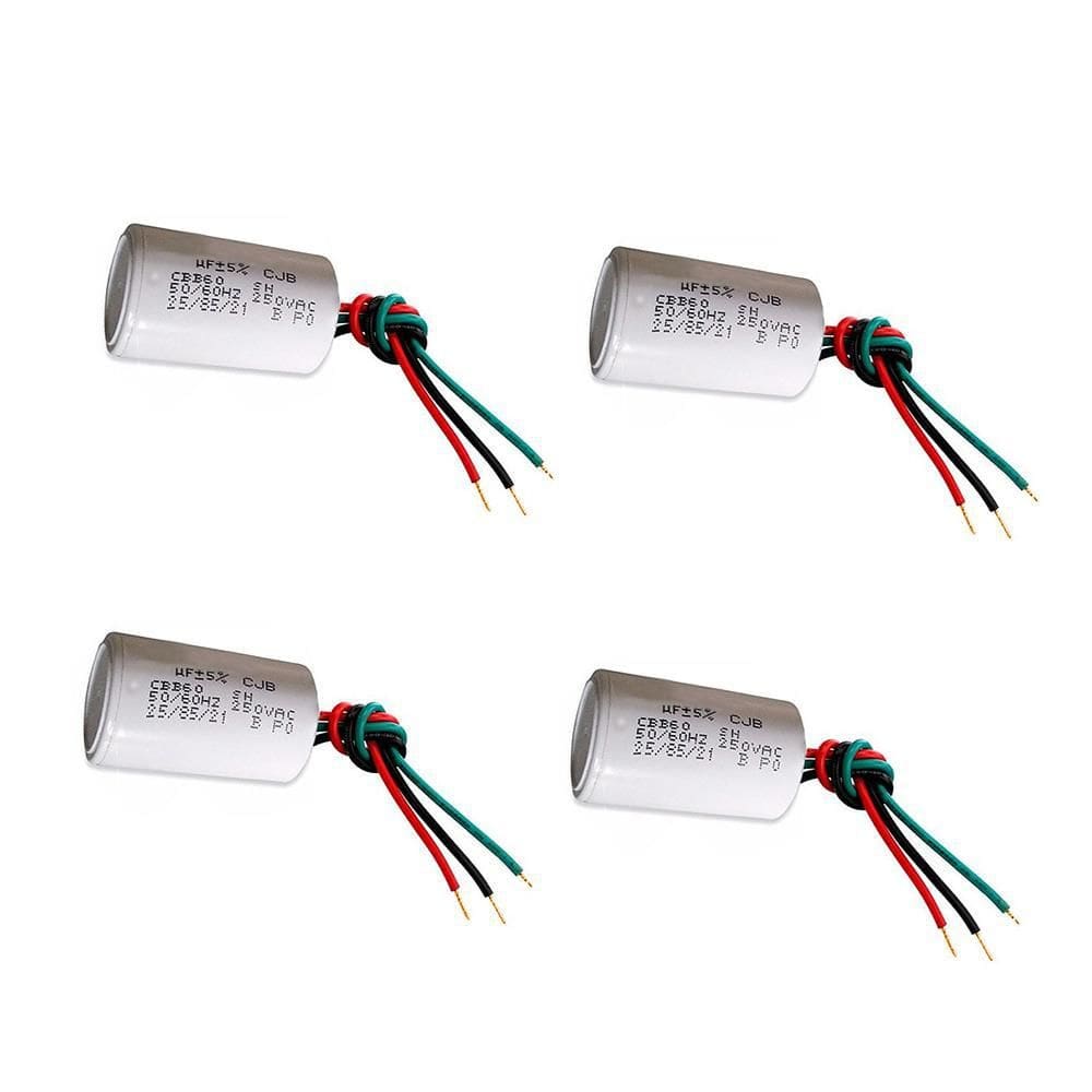 Kit 4 Capacitores Com 3 Fios Metalizados 4Uf+6Uf 250 Vac Vmv