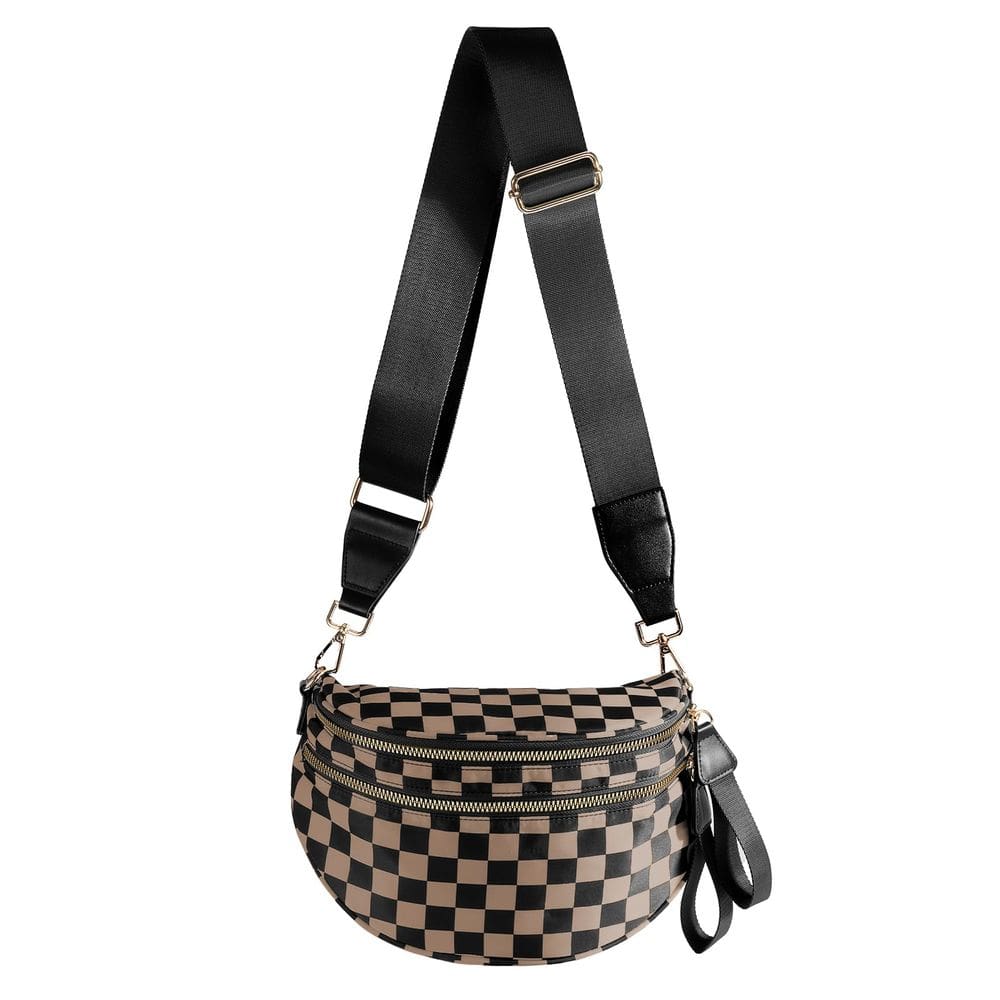 Bolsa tiracolo MEISEY xadrez preta e branca para mulheres