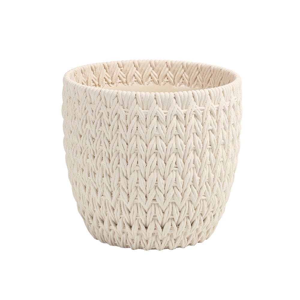 Vaso Decorativo Tramado em Cimento Branco 16cm CS0015 BTC