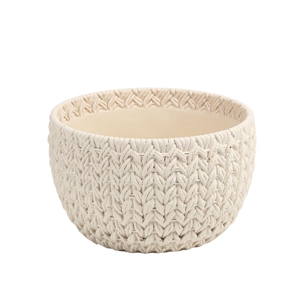 Vaso Decorativo Tramado em Cimento Branco 13cm CS0014 BTC