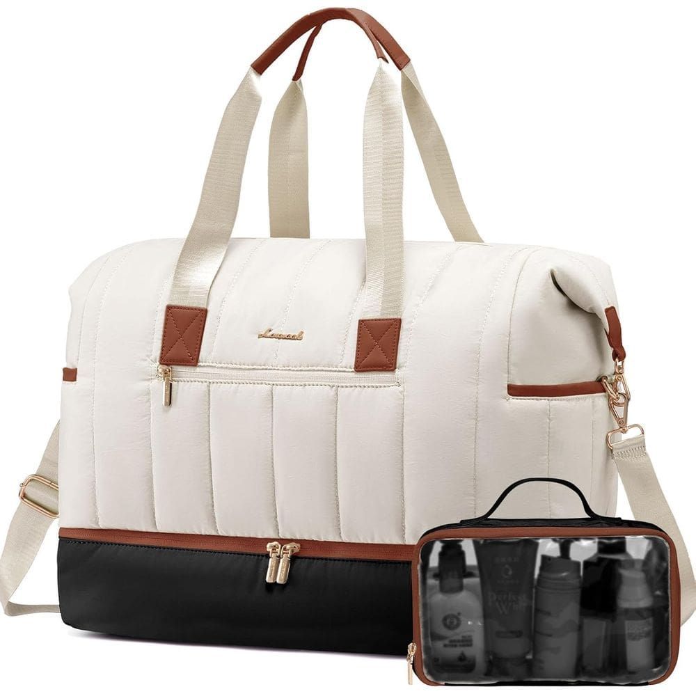 Mochila LOVEVOOK Puffer Travel para mulheres com compartimento para sapatos