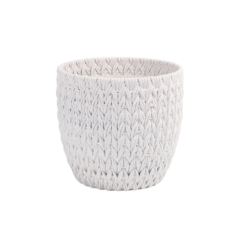 Vaso Decorativo Tramado em Cimento Branco 13cm CS0016 BTC