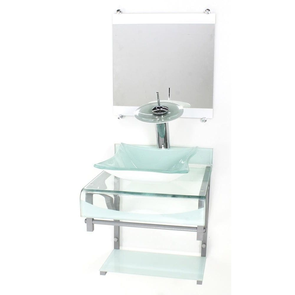 Gabinete Vidro 40Cm Banheiro Curvado Duplo Pc Cuba Quadrada
