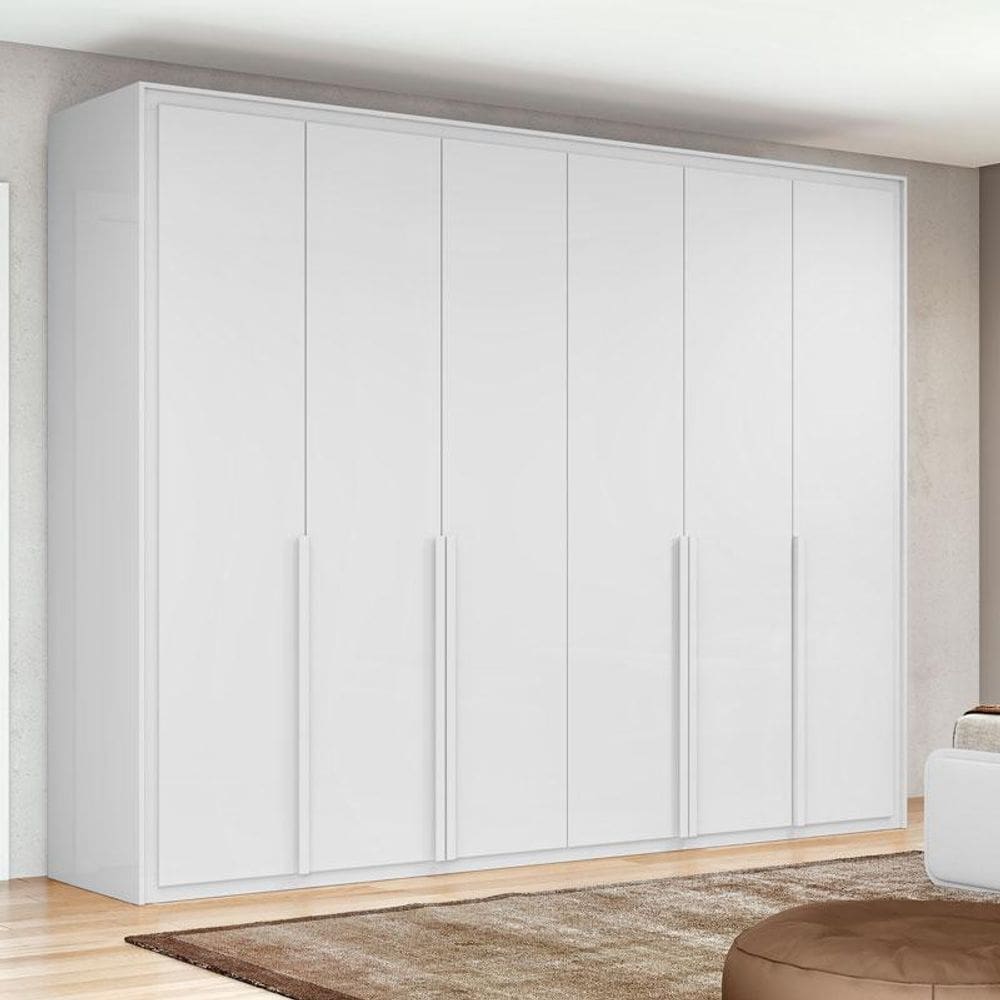 Guarda Roupa Casal Ambiente Imperatore 6 Portas com KIt Sapateira Branco Brilho - Lopas