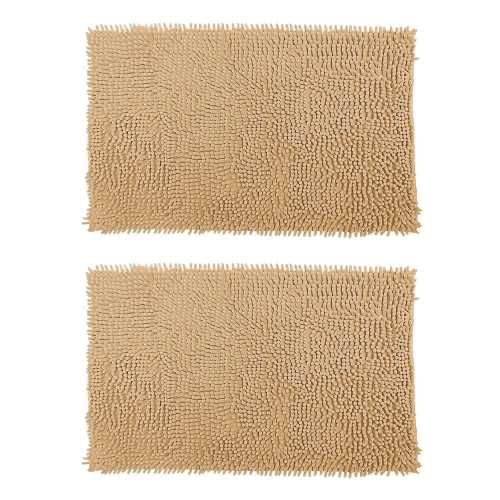 Kit 2 Tapetes Bolinhas Macio 38X58Cm Banheiro Khaki