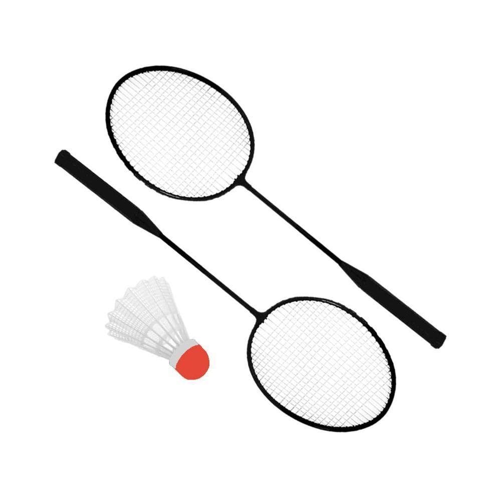 Kit Jogo Badminton Com 2 Raquetes Preto