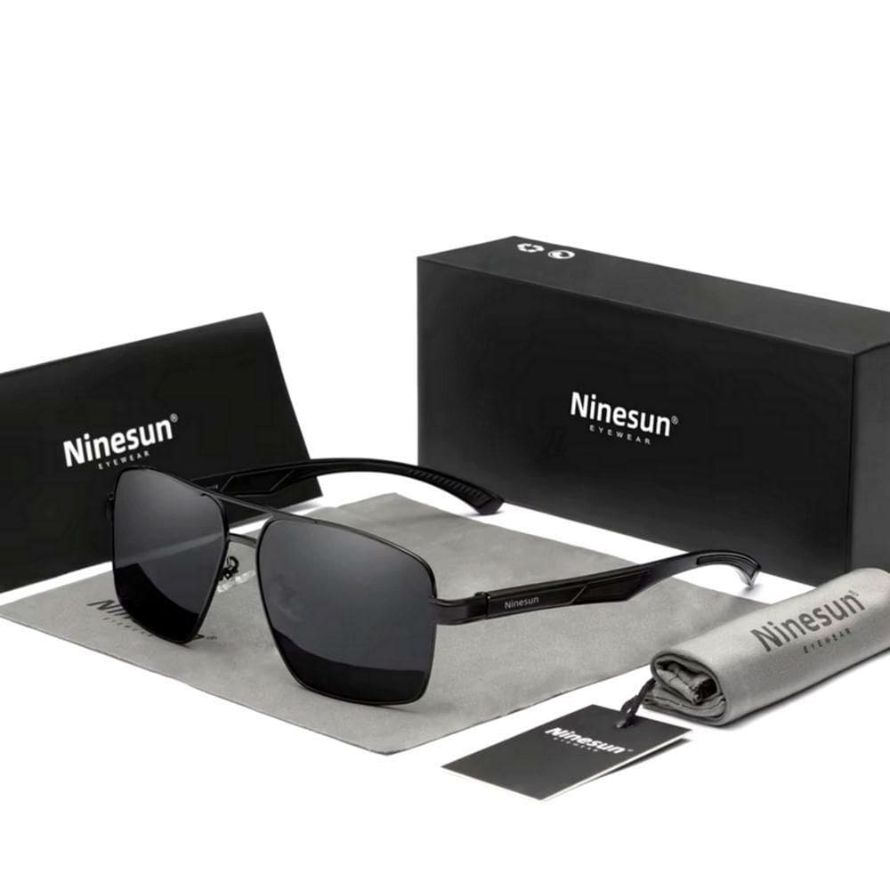 Óculos De Sol Masculino Design Quadrados Estilo Classico Piloto Com Protecao Uv400 Preto