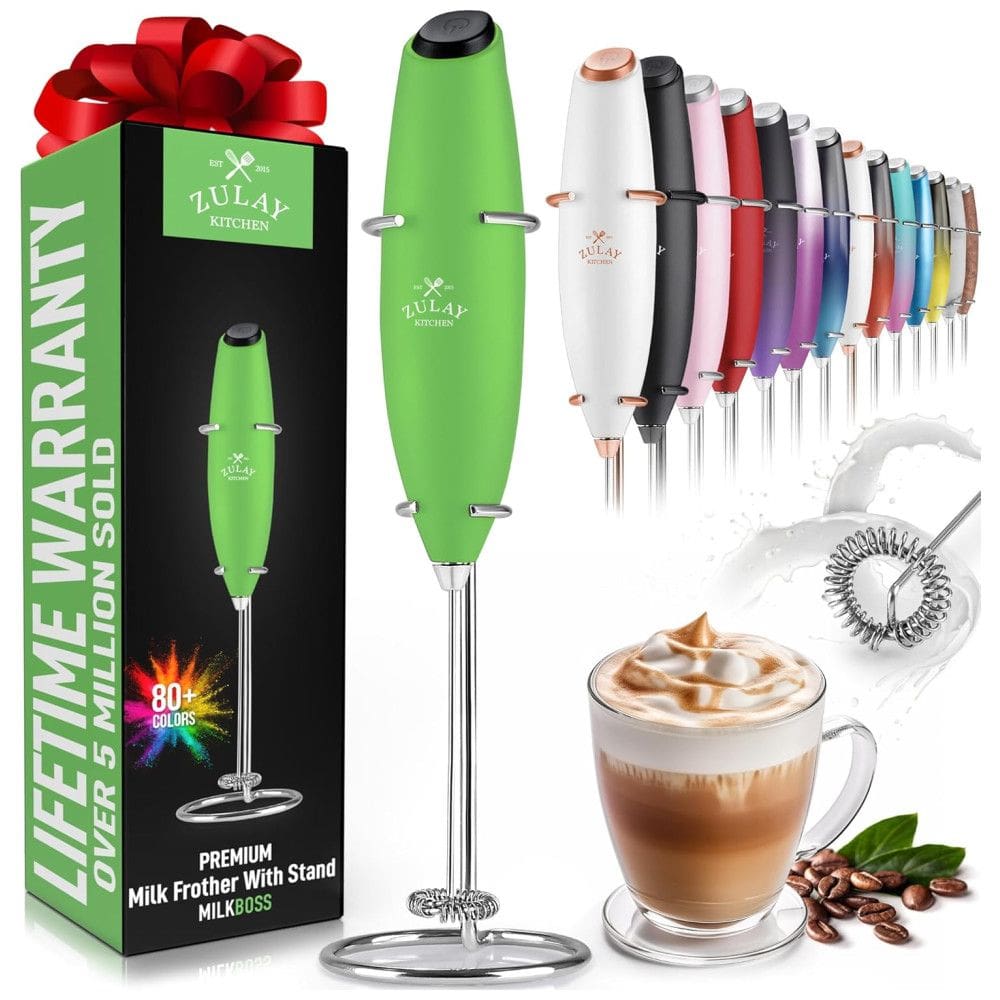 Mixer Espumador de Leite á Bateria, Aço Inoxidável, ZULAY KITCHEN Classic Milk Boss Frother, Verde