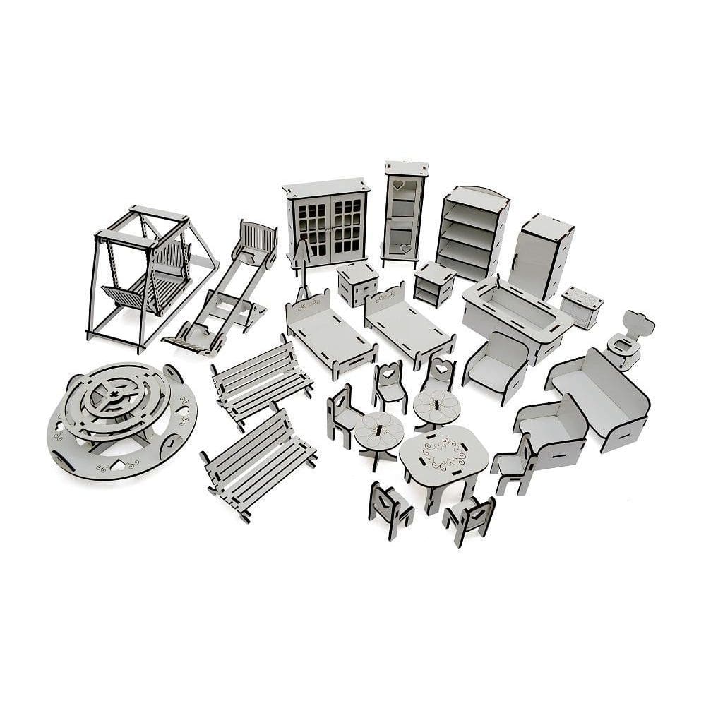 Kit Casa Bonecas Decor Mirian Princesa 29 Moveis P+B Darama