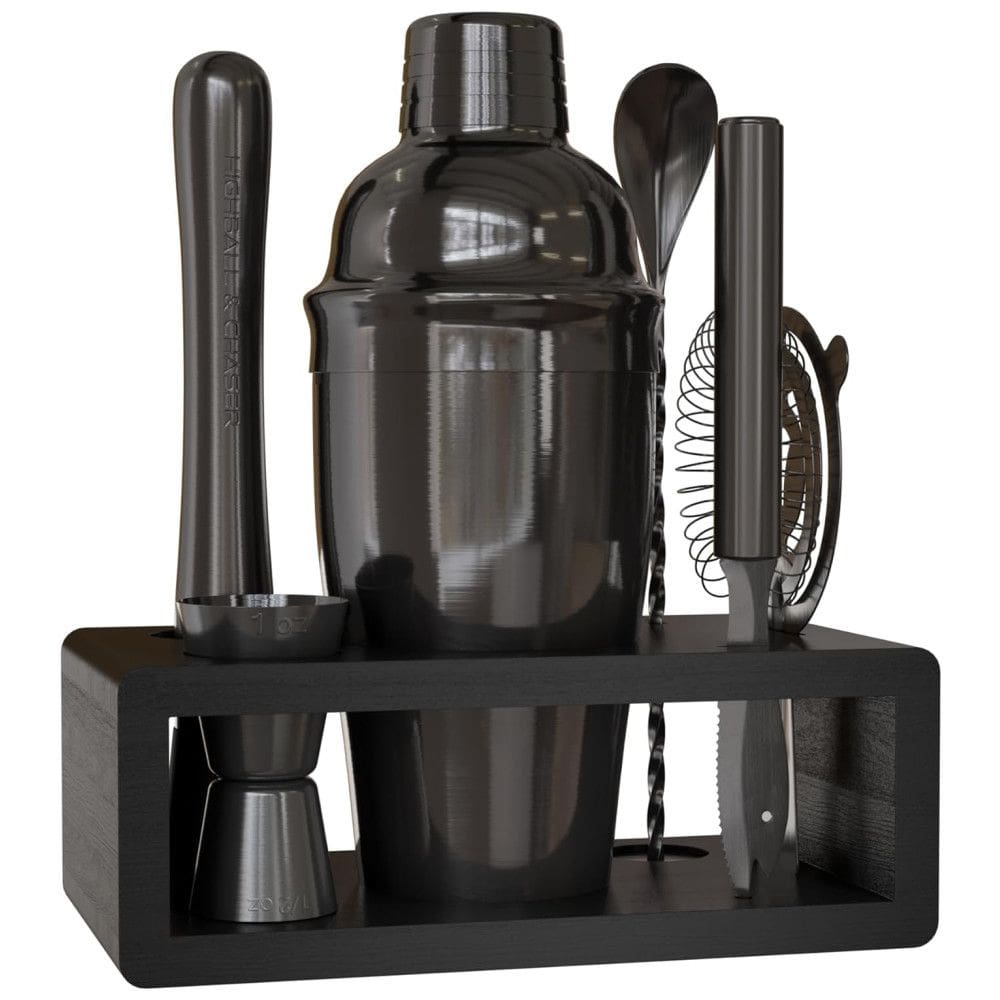 Kit Bn Profissional 6 Peças em Aço Inoxidável com Suporte e Livro de Receitas, Cor, HIGHBALL CHASER, Preto