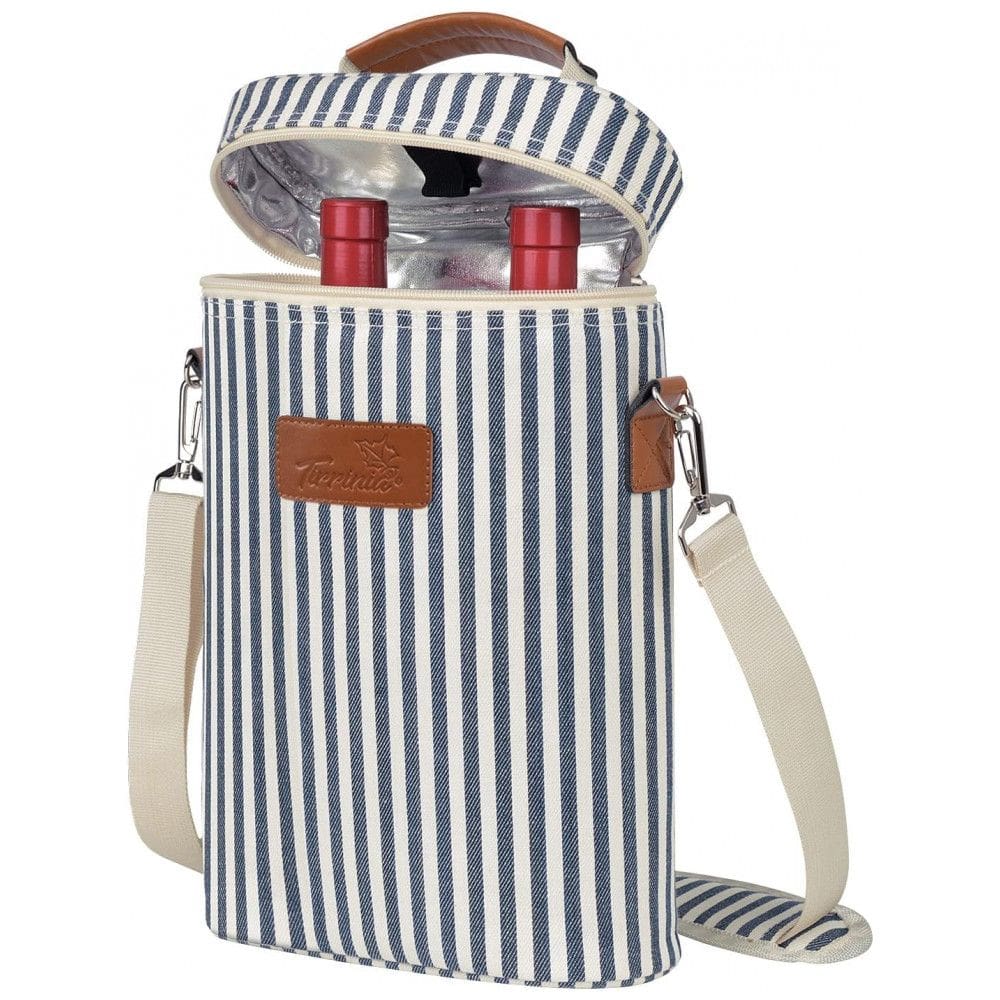 Bolsa Térmica Para Transporte de Vinhos Tirrinia até 2 Garrafas, Branco Listrado