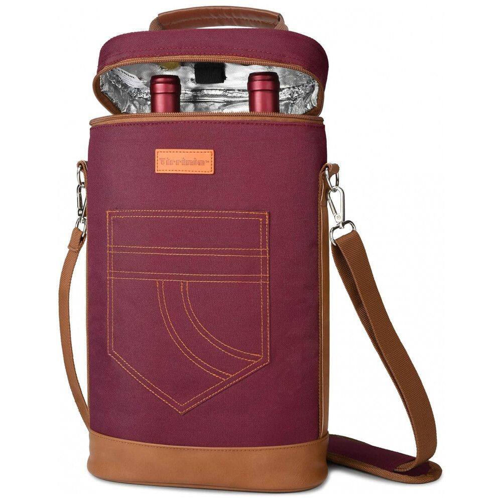 Bolsa Térmica Para Transporte de Vinhos Tirrinia até 2 Garrafas, Vermelho Escuro