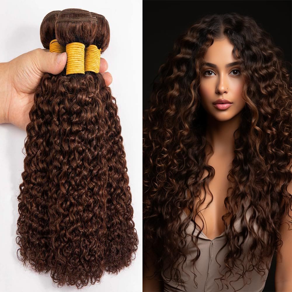 Pacotes de cabelo Yuksoocosh Chocolate Kinky Curly 56-66cm 4 pacotes