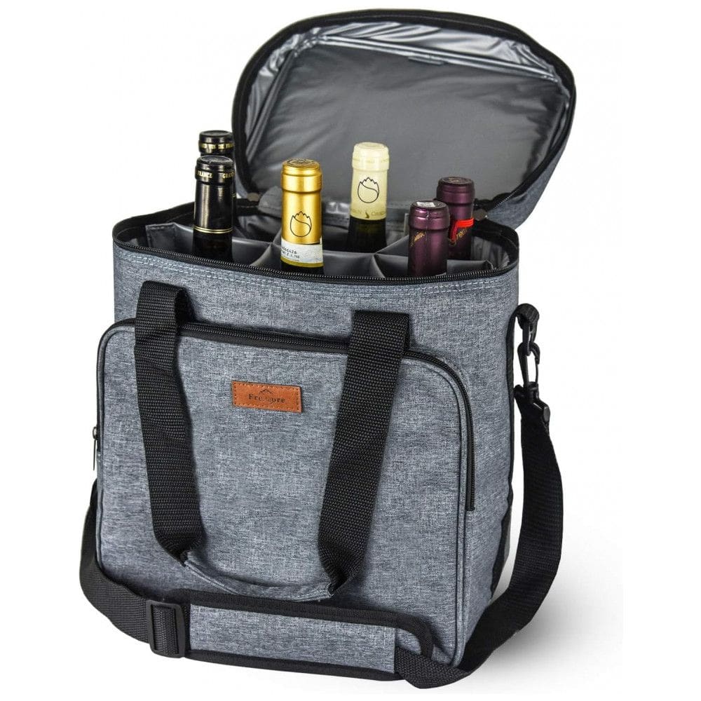 Bolsa Térmica Para Transporte de Vinhos Freshore até 6 Garrafas, Cinza