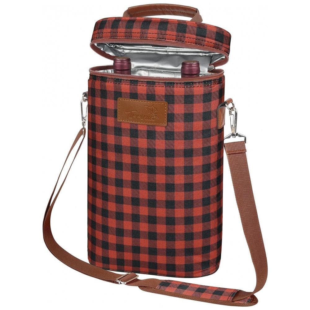 Bolsa Térmica Para Transporte de Vinhos Tirrinia até 2 Garrafas, Vermelho e Preto