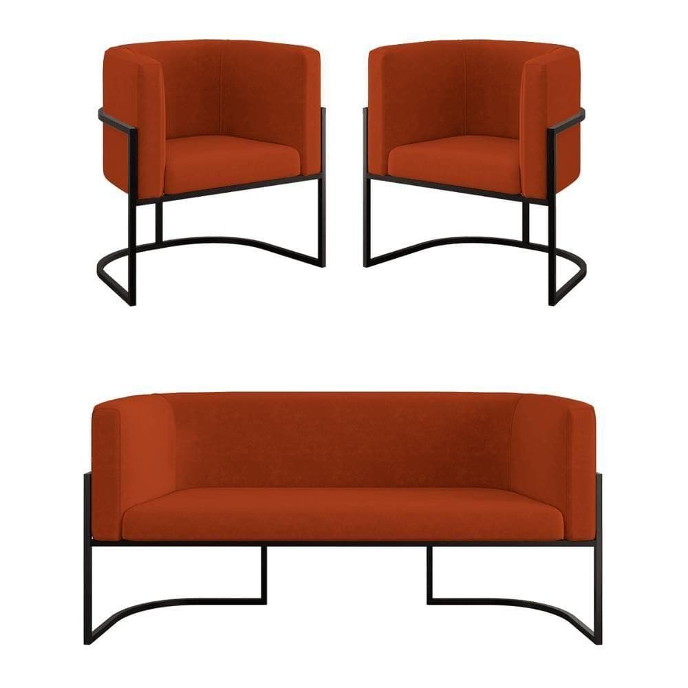 Kit Sofá 2 Lugares + 2 Poltronas Para Recepção – Balaqui Terracota