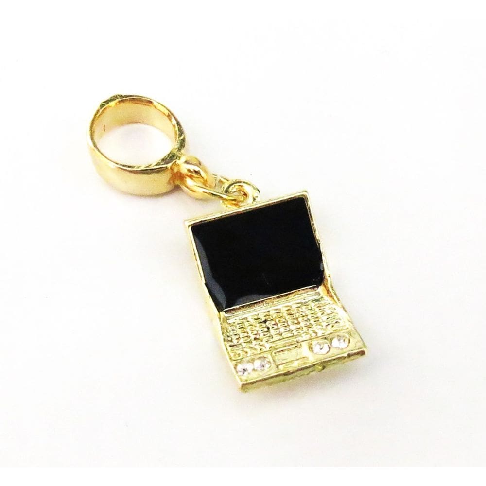 Berloque Computador Secretária Folheado A Ouro 18k