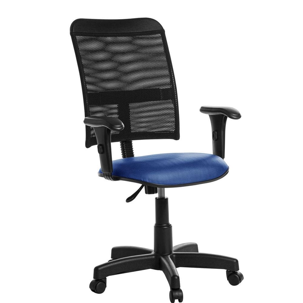 Cadeira De Escritório Giratória Tela Com Braço Rv Azul