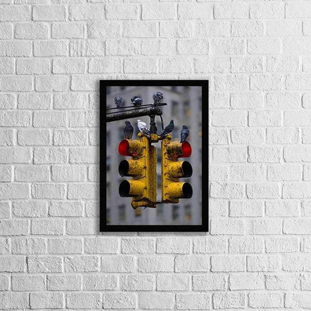 Quadro Fotografia Farol De Trânsito 24X18Cm