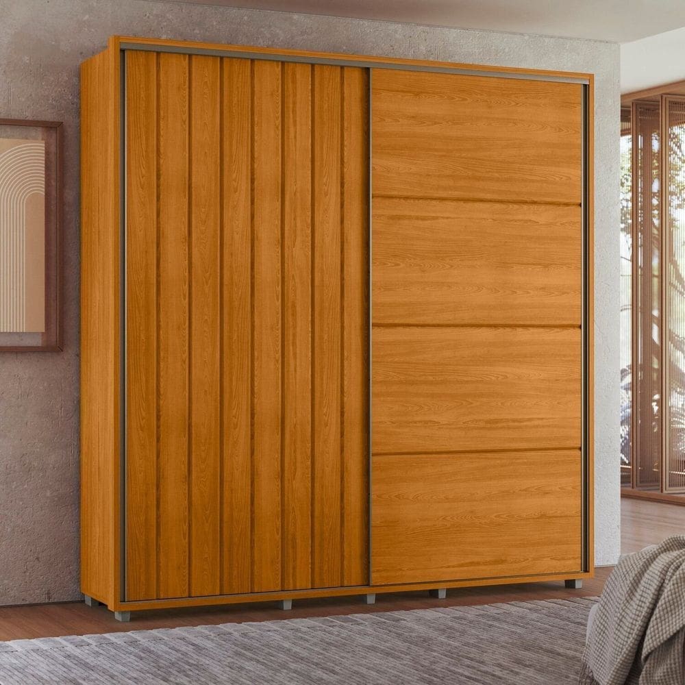 Guarda-roupa Mdf 2 Portas de Correr Monet Cinamomo
