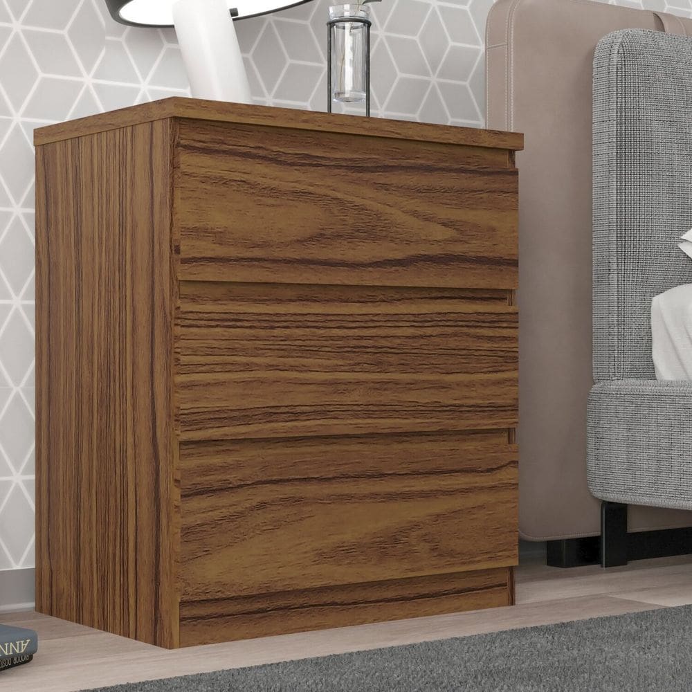 Mesa Cabeceira para Quarto 71x60,5x40cm Urban Nogueira