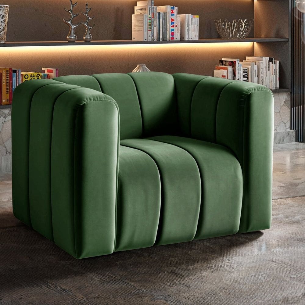 Poltrona Decorativa Retrô Moderna Sala de Estar Verde