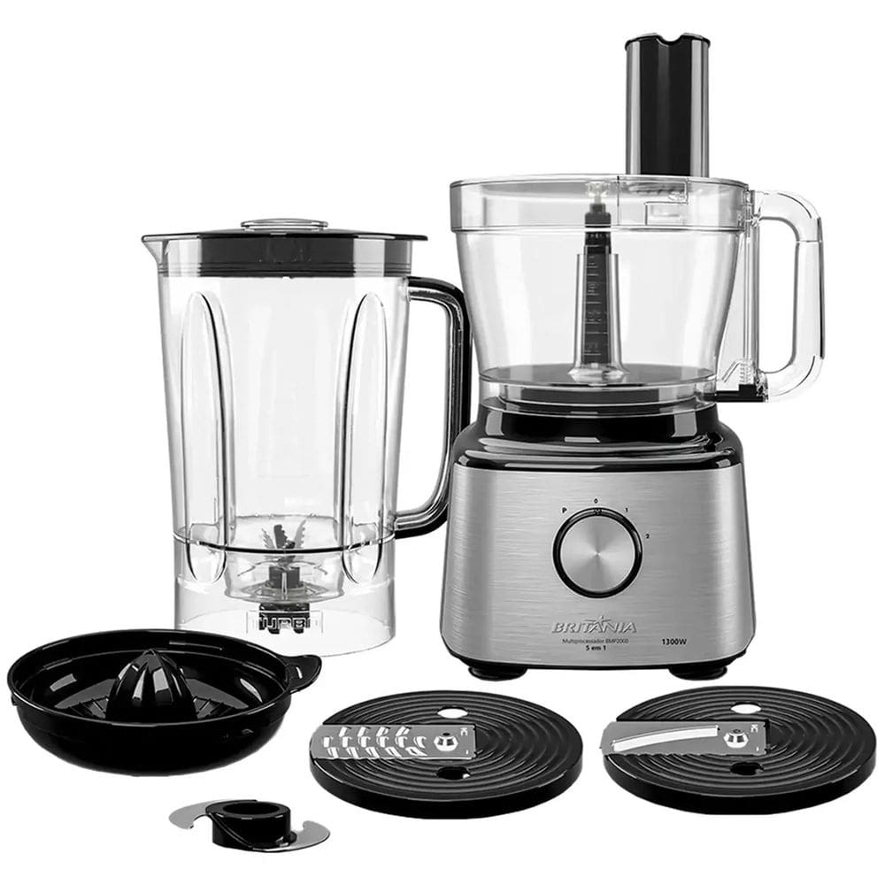 Multiprocessador Britania 5X1 1300W BMP2000 - 31202014 PRETO/INOX 220 VOLTS