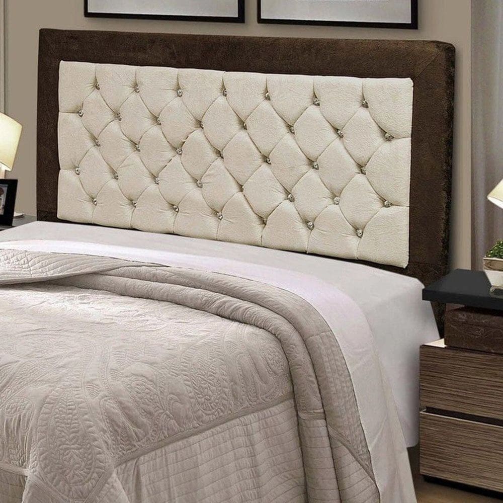 Cabeceira para Cama de Casal 140 Cm Marrom/Marfim