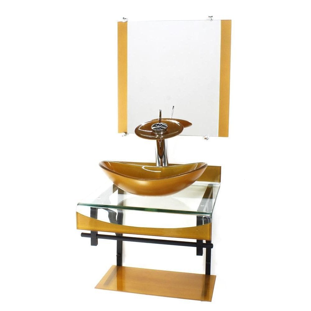 Gabinete Vidro 40Cm Banheiro Curvado Duplo Pp Cuba Oval
