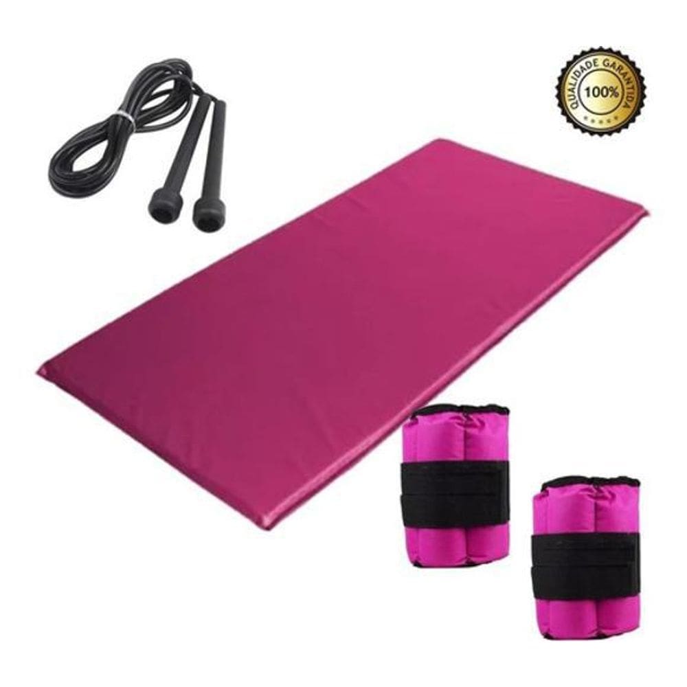 Kit Colchonete De Academia + Corda De Pular + Caneleira 2Kg