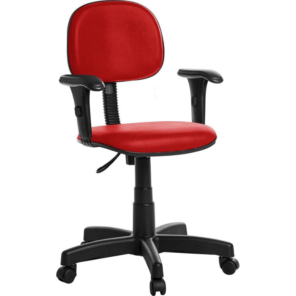 Cadeira De Escritório Secretaria Com Braço Rj Vermelho