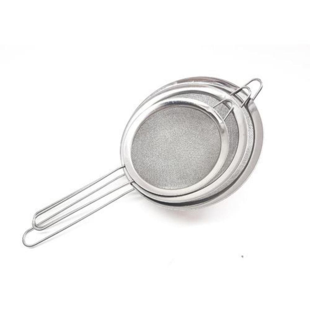 Kit 3 Peças Peneira Coador Aço Inox Premium