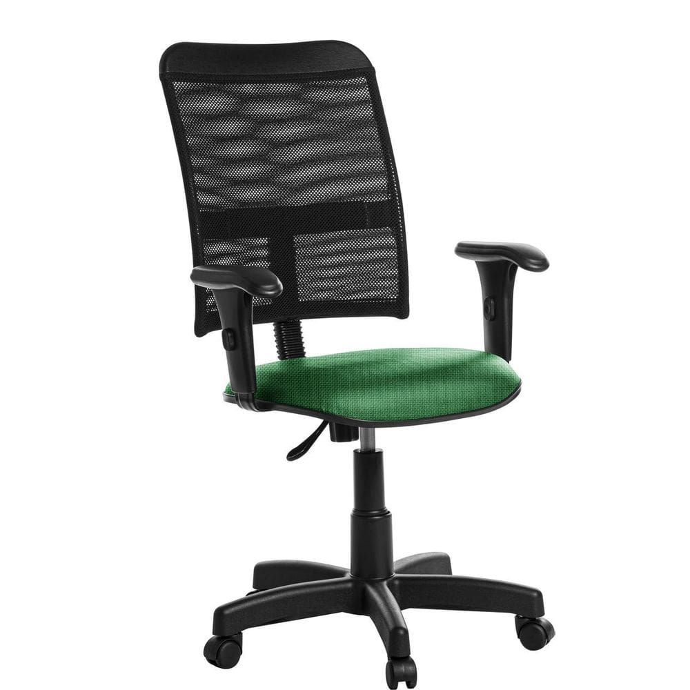 Cadeira De Escritório Giratória Tela Com Braço Rj Verde