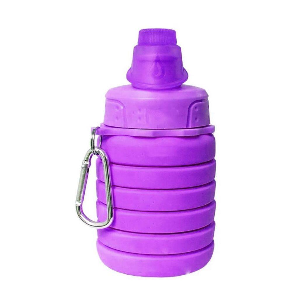 Garrafa Retrátil Dobrável Reutilizável 500 Ml Lilás