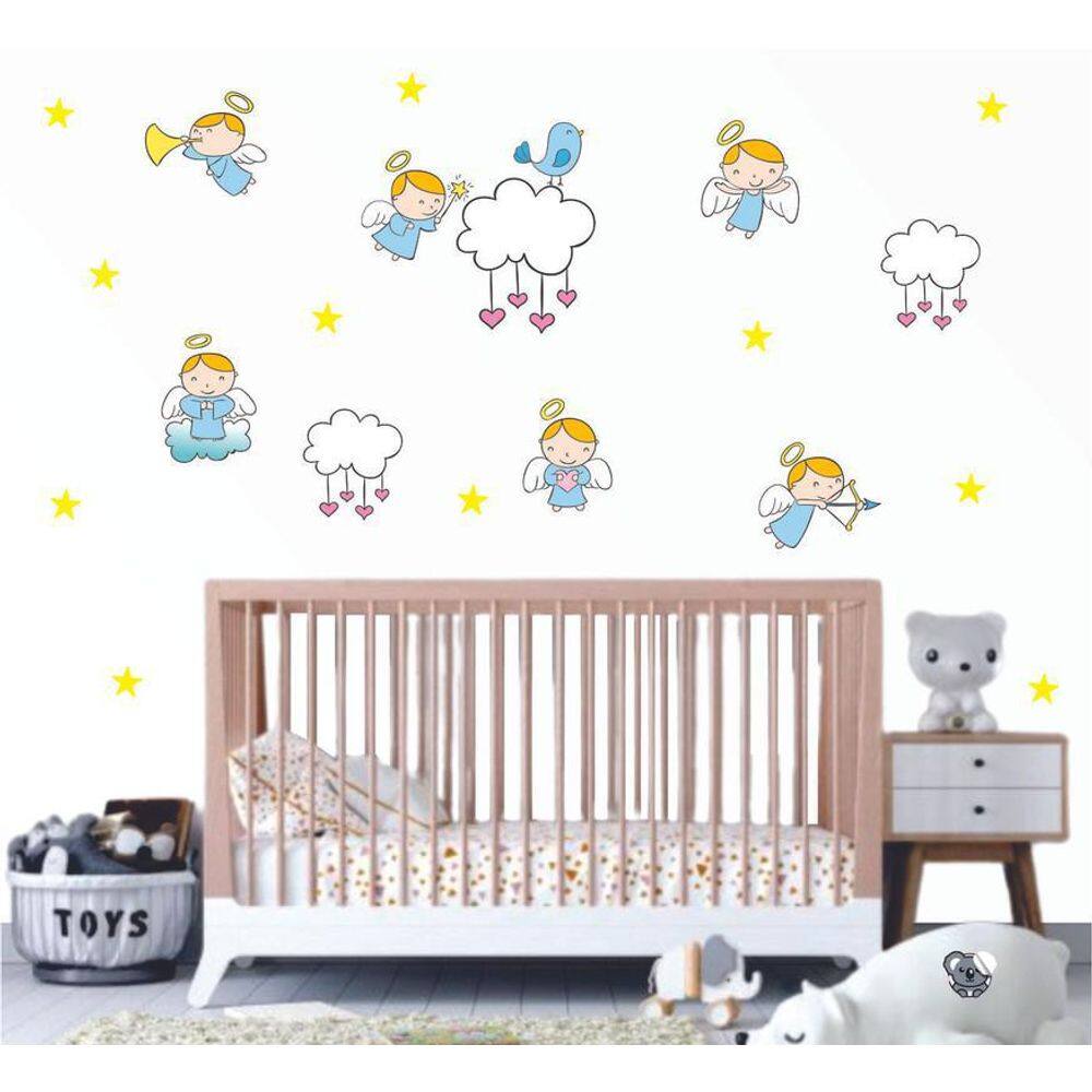 Adesivo De Parede Para Quarto De Bebês Anjinhos