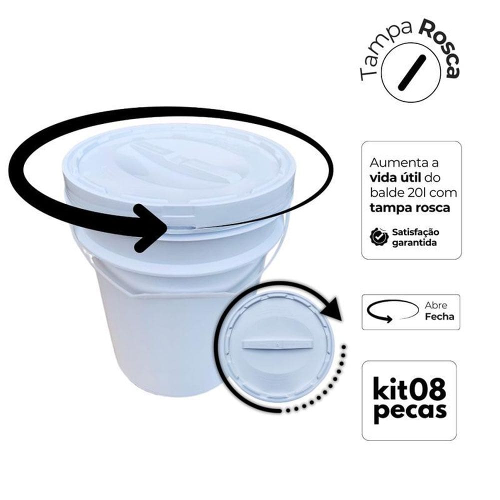 Balde Plástico 20 L Para Tinta - Kit 8 Pçs