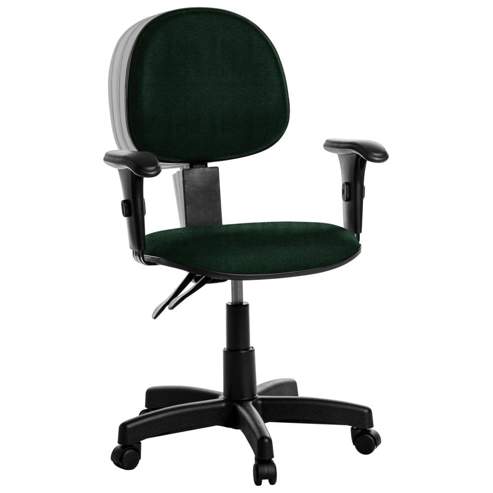 Cadeira Escritorio Executiva Back E Braço Em Crepe Verde