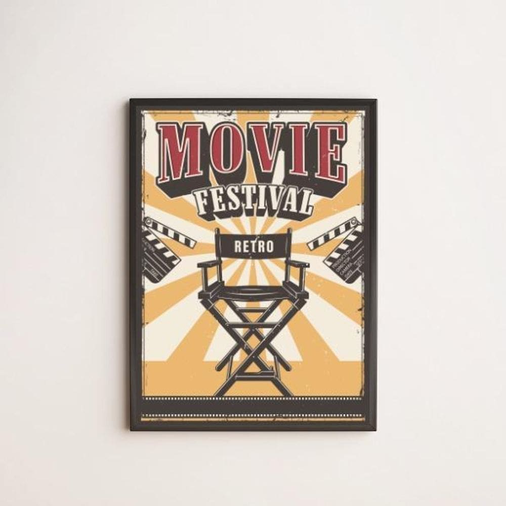Quadro Decorativo Movie Festival Retrô 33X24Cm - Com Vidro