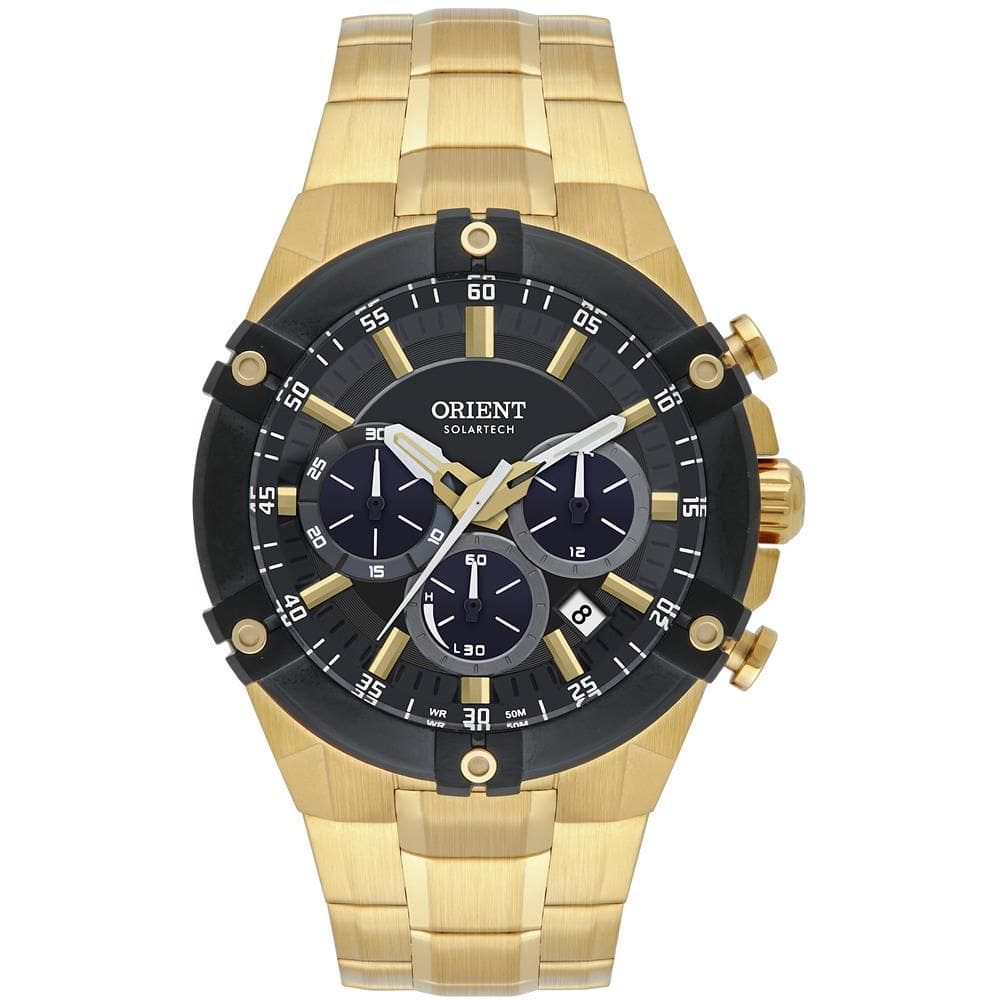 Relógio Orient Masculino Ref: Mgssc064 G1kx Solar Cronógrafo Dourado